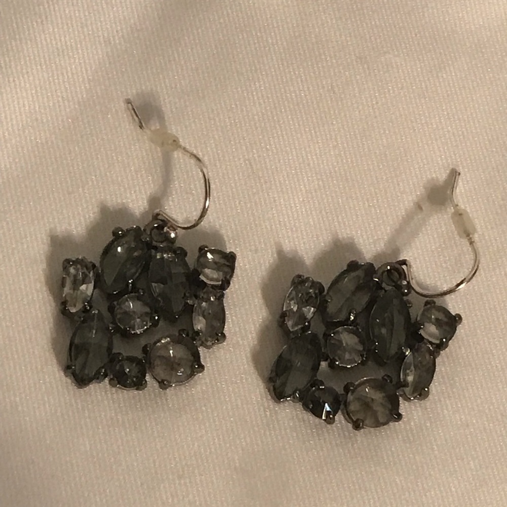 J.Crew Gray Rhinestone Cluster Earrings